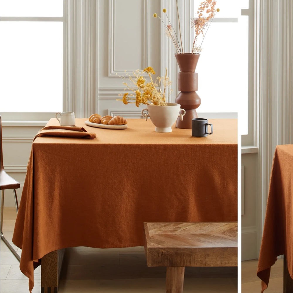 NWOT QUINCE Organic Cotton Tablecloth Terracotta 70”x108” 2142